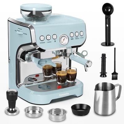 Espresso Machine with Grinder, 15 Bar Espresso Machine with Steam Wand for La...