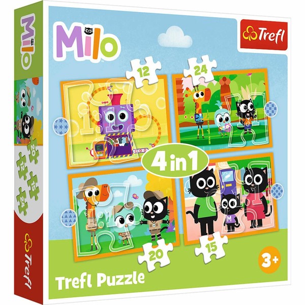 Trefl 4 In 1 Puzzle - Milo Kinderpuzzle Kinder 12 + 15 + 20 + 24 Teile-image