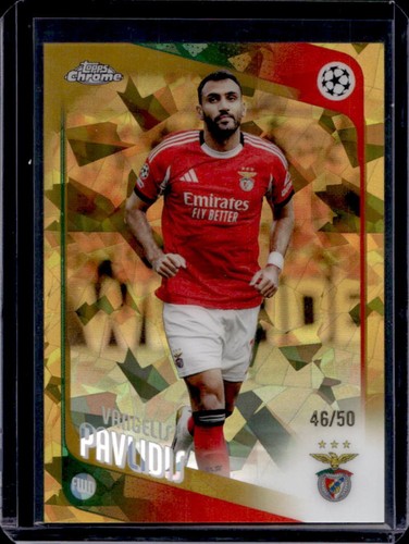 2025-26 Topps Chrome UEFA Sapphire Vangelis Pavlidis Gold Refractor #/50 Benfica