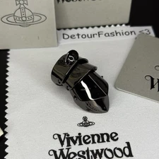 Vivienne Westwood Black Silver Metal Armor Ring Size 6-8 WITH BOX