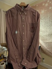 Chaps Easy Care Red White Checkered Button Up Dress Shirt Long Sleeve Men's XL F