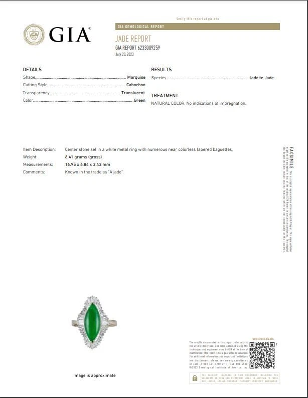 Juego de diamantes de jadeíta de jade imperial marqués verde natural oro blanco 14K GIA Foto 3 de 4