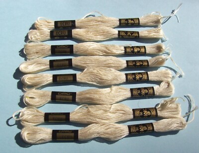Lot of 8 Vintage DMC 25 Mouline Special Ecru / Off White Embroidery Thread Skein