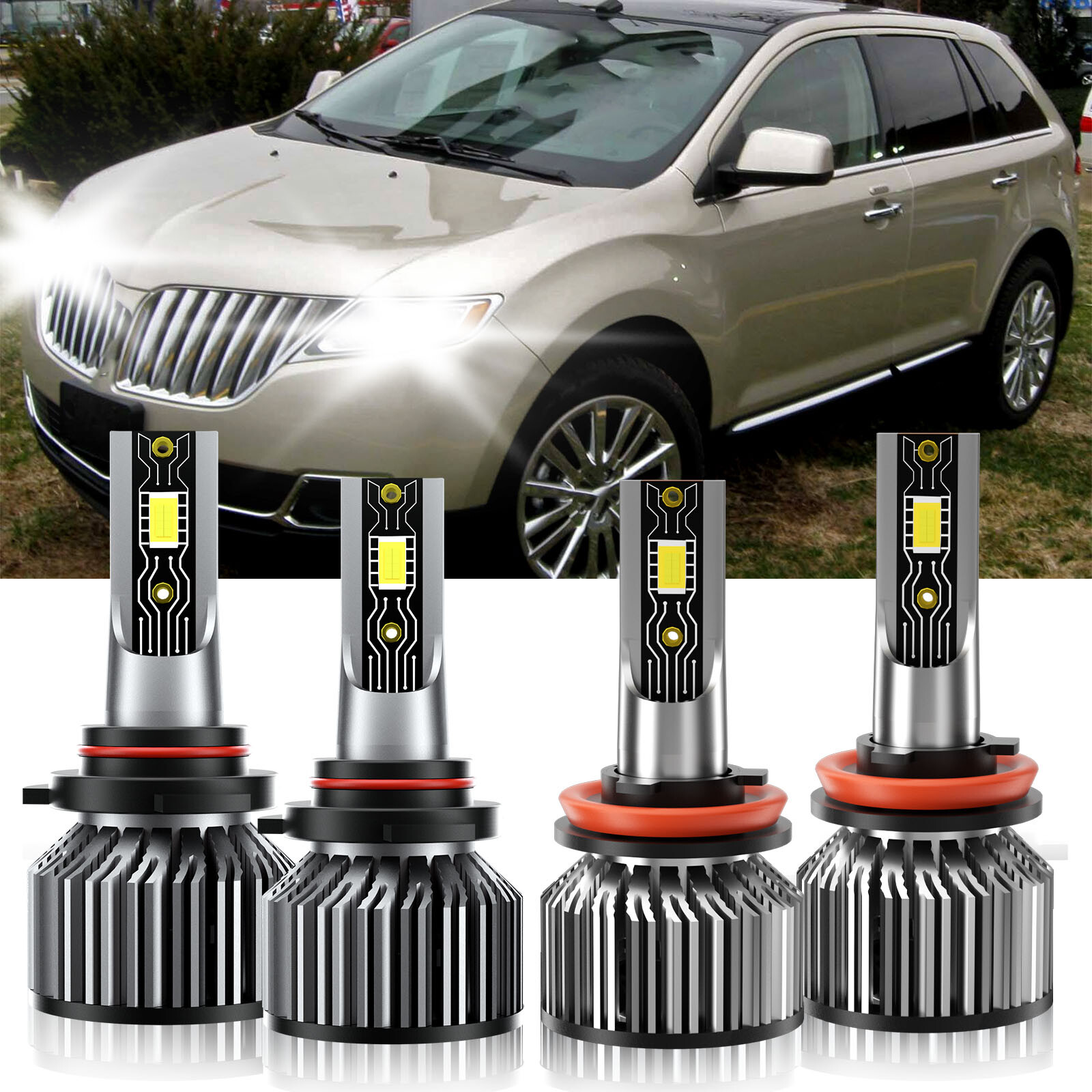 Bright 6500K LED Headlight Kit High Low Beam for 2007-2010 Lincoln MKX