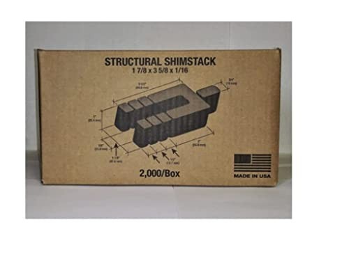 STACK SHIM, plastic Shimstack, 3⅝ x 1¾ x 1/16. 1000 pcs. Made in USA
