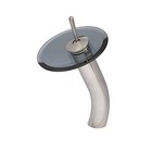 Novatto FALLS Single Lever Waterfall Vessel Faucet, Brushed Nickel/ Smoke Glass