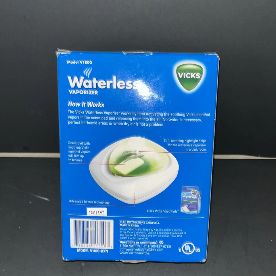 Vicks Waterless Tabletop Menthol Vaporizer + 5 Replacement Scent Pads Nightlight - Image 2 of 2