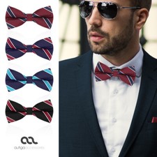 Bow Tie Mens Bow Tie Striped Tie Pre Tied Adjustable Stripe