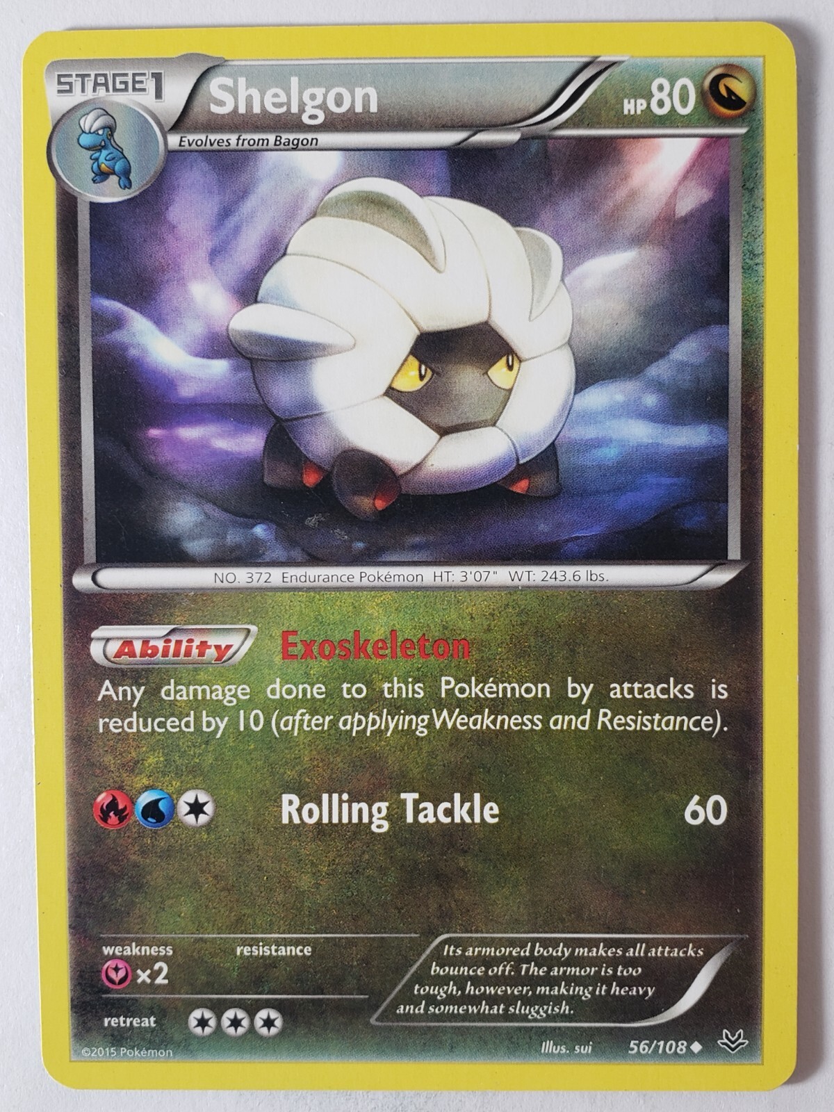 Shelgon 56/108 LP - Roaring Skies Pokemon Card - Sui Art