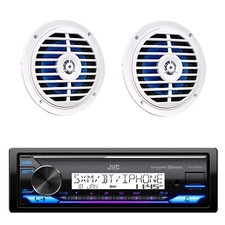 JVC KD-X38MBS Marine Stereo Bluetooth Receiver, 2x 5.25" 100W Boat Speakers