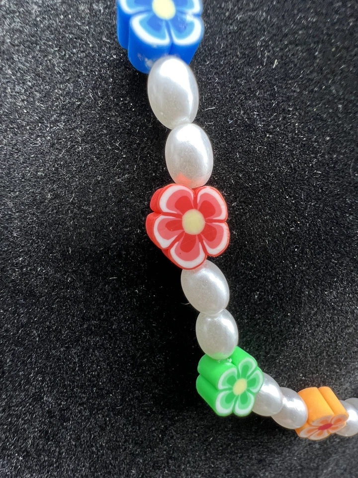 Collar Gargantilla Con Cuentas Hecho a Mano Kidcore Hippie Indie Corazón Palanca Sonrisa Flor Foto 4 de 4