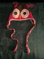 NEW CUTE OWL KNITTED HAT CAP Girl  s L Women  s  Small 