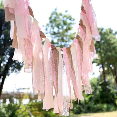 160cm Wedding Hanging Flag Decor Ripped Lace Linen Cloth Strip
