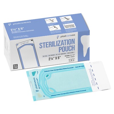400 Self-Sealing Sterilization Pouches, 2.25" X 4" - Dental Tattoo Autoclave Bags (2 Boxes)