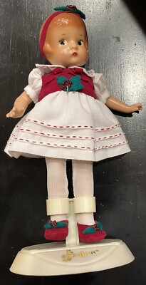 VTG  Rare Patsyette Modern Effanbee Doll Holiday Xmas 1988+Stand Mint Condition