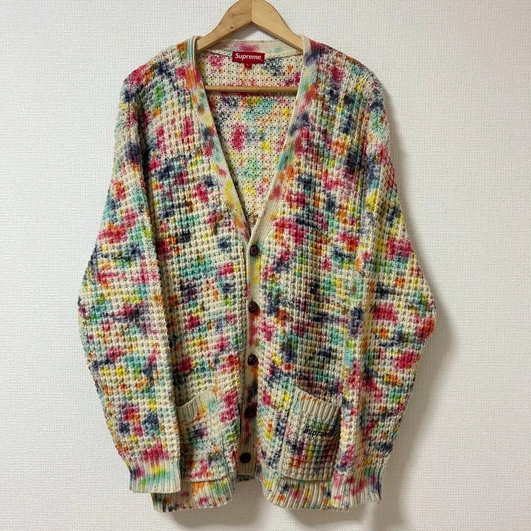 Cardigan occasion Supreme Waffle ivoire rose bleu clair taille L grand occasion authentique