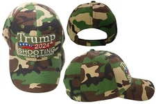 Trump 2024 Shooting Makes Me Stronger Woodland Camouflage Embroidered Hat Cap