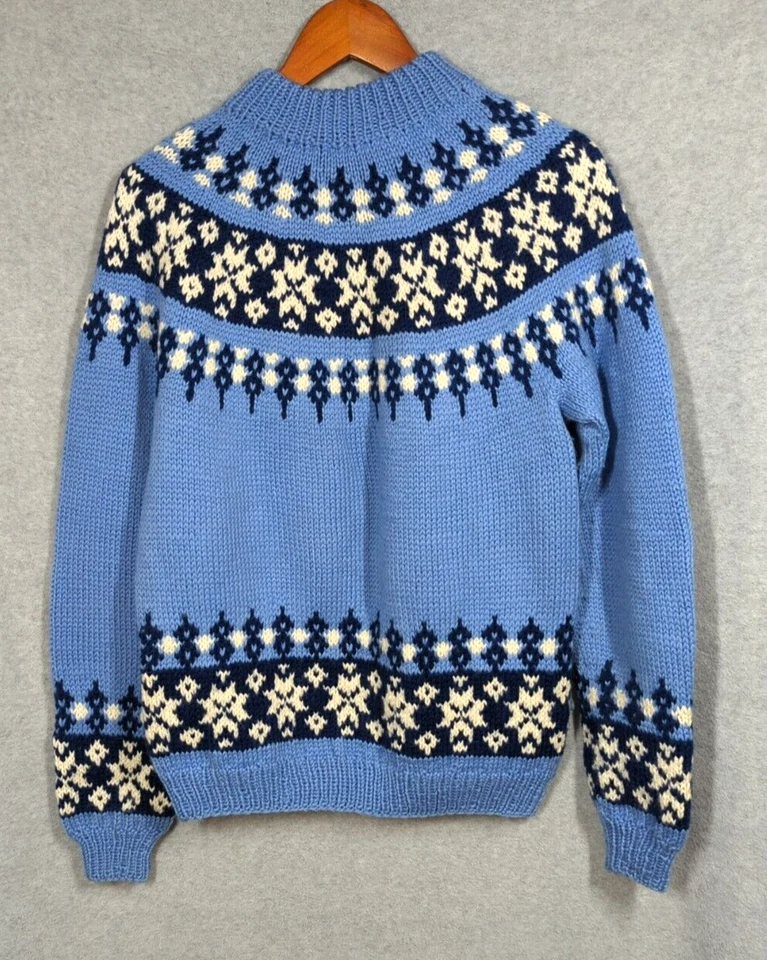 Suéter Nordic Fair Isle Mujer M/L Hecho en Salzburgo Hecho a Mano Lana Grueso De Colección Foto 3 de 4