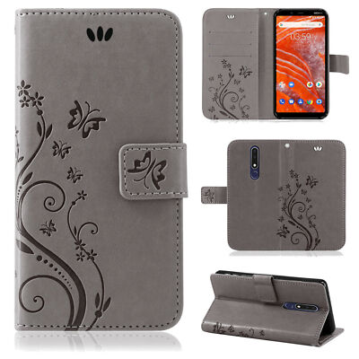 Nokia 3.1 Plus Handy Tasche Handyhülle Wallet Schutz Hülle Blumen Flip Cover Neu