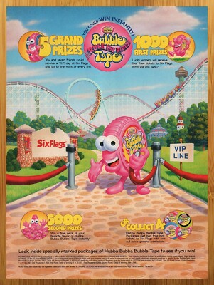 2004 Hubba Bubba Bubble Tape Vintage Print Ad/Poster Gum Candy 00s Kid Promo Art