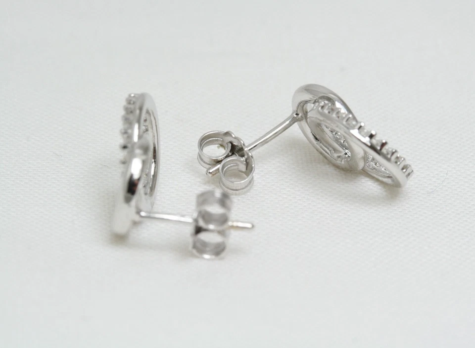 Orecchini pendenti da donna a Cerchio in Oro Bianco 18 Kt e Zirconi nuovi - Immagine 4 di 4