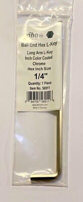 Wiha 1/4'' Ball End Hex L-Key Long Arm Color Coded Hex Inch Item No.56911