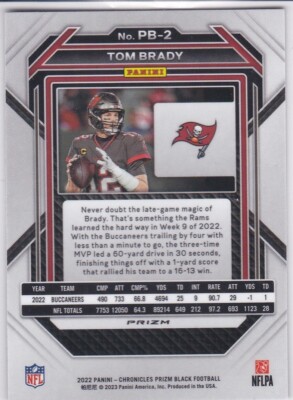 rare 2022 football cards TOM BRADY 2022 Panini RARE BLACK PRIZMS VARIATION $$ FOOTBALL CARD #PB-2  MINT!