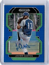 2022 Prizm Draft Picks Blue Refractor Javier Santos Auto 16/99 (B72) Guardians