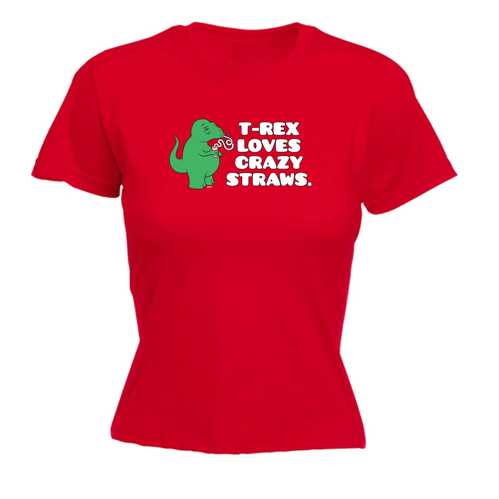 Trex Loves Crazy Straws Dinosaur - Womens T Shirt Funny T-Shirt Gift Novelty