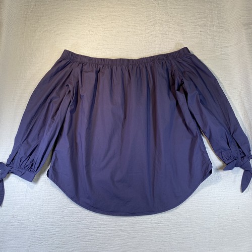 Abercrombie & Fitch Off Shoulder Top Blue Sleeve Ties Blouse Women’s Sz S Small - Picture 4 of 9