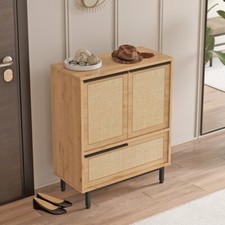 Scarpiera Ingresso Mobile Multifunzione 75x36x90 Con Piedini Neri Ocean Rafia