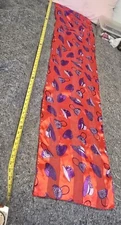 Vtg Red Hat Society scarf red w/ purple hats about 57" long