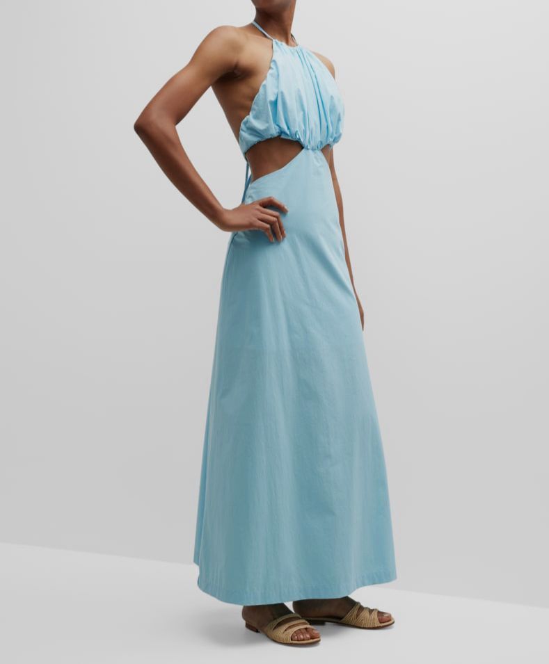 色々② $598 Bondi Born Women's Blue Cutout Open-Back Halter Mahina Dress