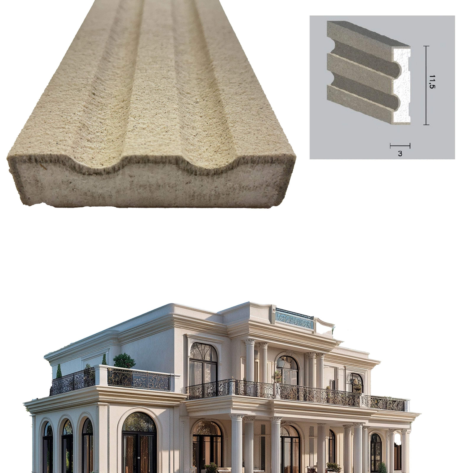 Cornice Esterna XPS Resinata 12x3cm Stock 12ml | Prezzo Imbattibile