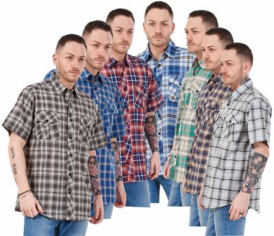 Kariertes kariertes Herrenhemd Kurzarm Freizeit Button Down Big & Tall M-5XL