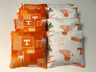 -SET OF 8 CORN HOLE BAGS TENNESSEE VOLS SMOKEY CORNHOLE BEAN BAGS TOSS GAME