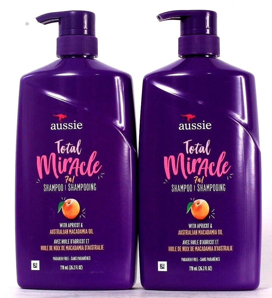 2 Bottles Aussie 26.2 Oz Total Miracle 7n1 Apricot Macadamia Oil
