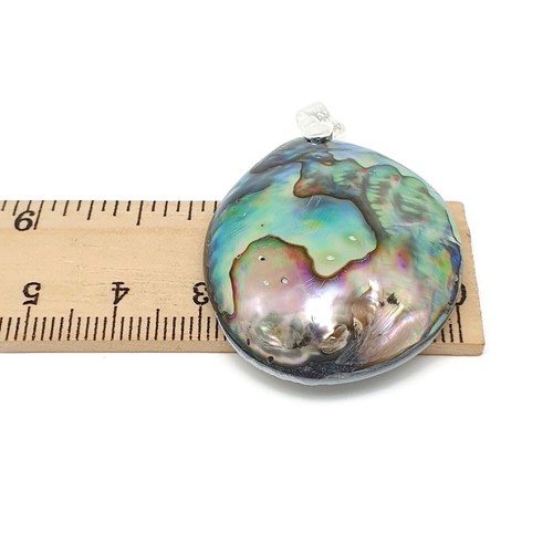 Abalone Necklace Large Rainbow Paua Pendant Natural Shell Silver Plated Chain - Picture 96 of 141