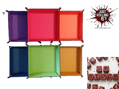 JUST ROLLING 6'S Dice Tray PU Leather Dice Rolling Tray Folding Square (D&D, WARHAMMER etc...)