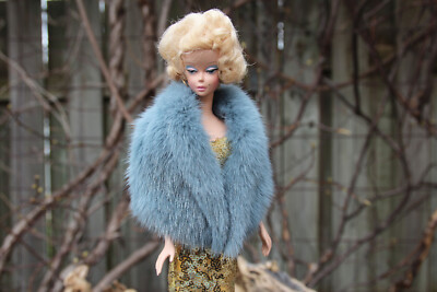 Slate Blue Mink Fur Stole Capelet4Fashion Royalty Silkstone Barbie  doll~dimitha