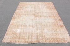 5,9x8 ft Vintage Large Rug, Brown White Turki...