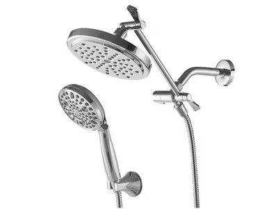 BWE Rainfull 8-Spray Patterns Dual Wall Mount Shower Heads and Handheld Shower