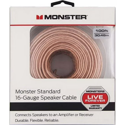 Monster Standard  Clear Coat Speaker Cable 100 Feet,Direct Connection