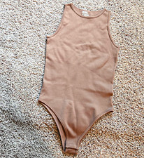 Women's Brown M Bodysuit One Piece Solid Stretch Wireless Machine Washable