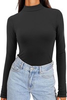 Damen Langarm Shirt Rollkragen Enganliegend Elegant Schwarz GrößE Xl Basic Top