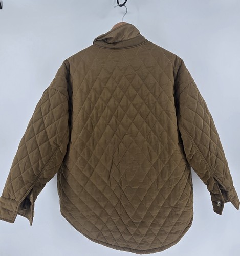 Good American Quilted Faux Sherpa Lined Jacket Coat Shacket Brown 1/2 M/L - Picture 4 of 6