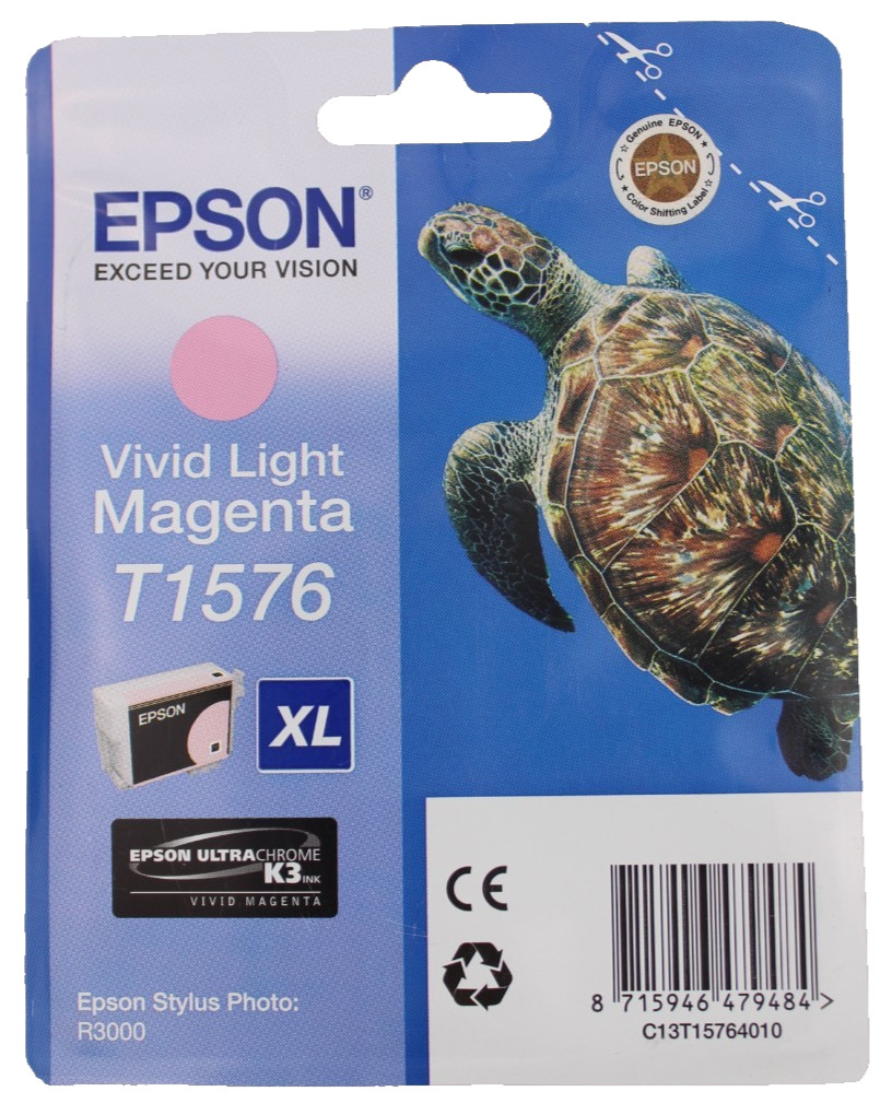 Genuine Epson T1576 (TURTLE) Vivid Light Magenta Ink Cartridge - 2016