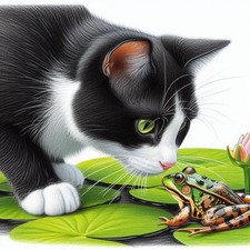 Cat Greyhound Greetings Card