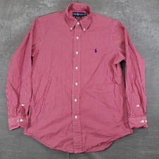 Ralph Lauren Custom Fit Red White Stripe Button Down Shirt Men 15 1/2 32/33