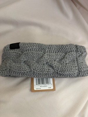 The North Face Cable Knit Lined Earband Gray Acrylic Logo NFOA7WFQDYX-OS